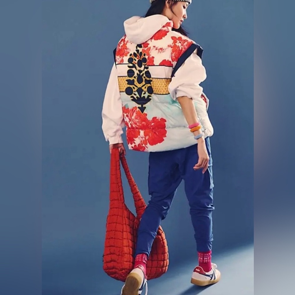 FP Movement by Free People Floral Vest - Red, White, Black